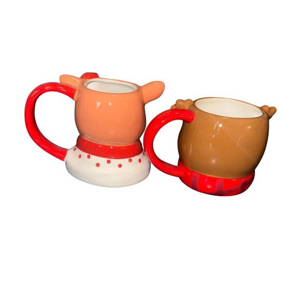 Set Of 2 Deer & Bear Ceramic Holiday Mugs - Picture 3 of 8